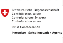 Logo de la Confédération Suisse, Swiss Innovation Agency, avec le drapeau suisse en haut à gauche