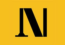 Logo Nouvo, avec un N centré en noir, sur fond jaune