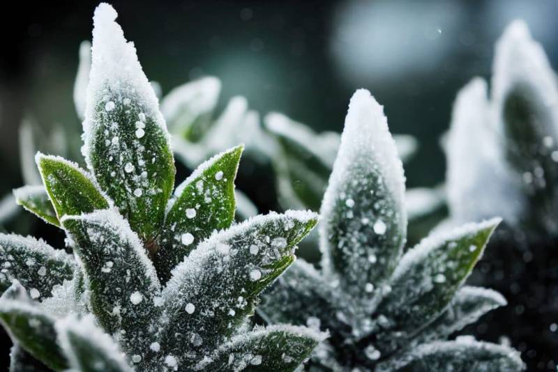 Fleurs sous la neige